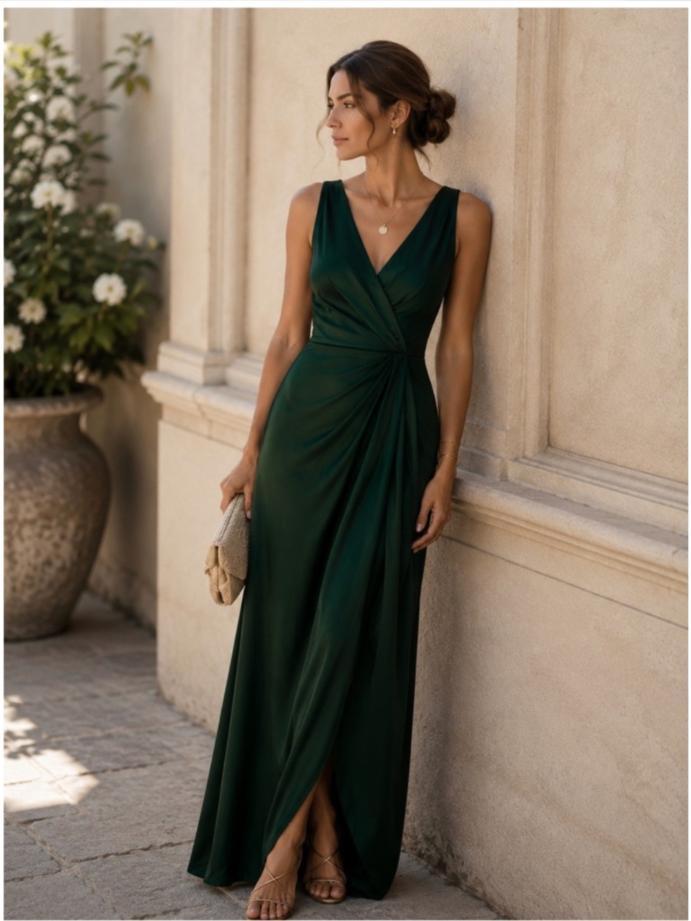 After Six: Sleeveless Satin Faux Wrap Gown (NWT)